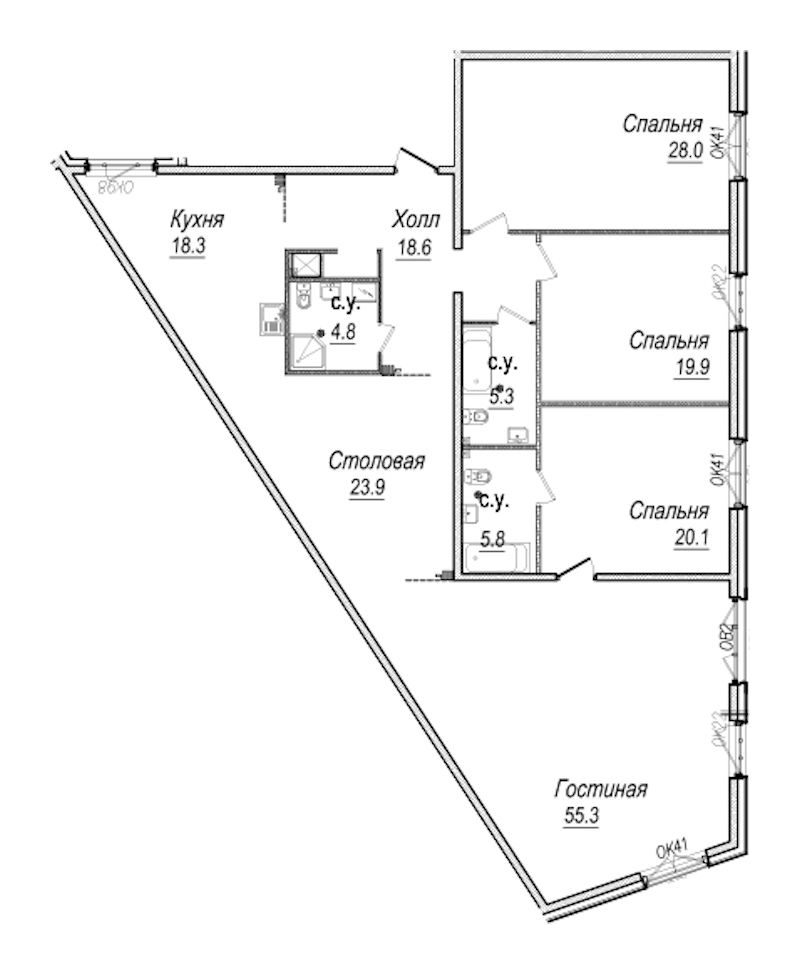 4-комнатная квартира 200 м², 3/8 эт., Комплекс апартаментов «Meltzer Hall»
